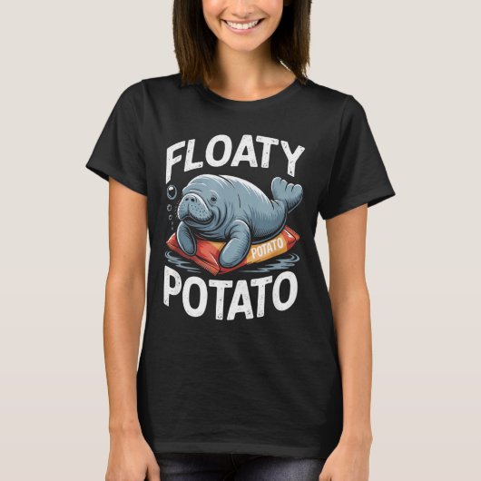 Floaty Tatoes Manatee Funny Sea Cow Ocean Animal L Tシャツ (正面)