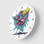 Flock Around and Find Out Pickleball  ラウンド壁時計 (傾斜)