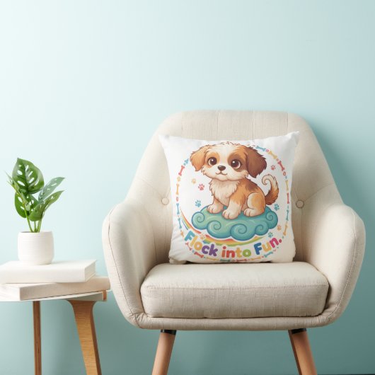 “Flock Into Fun” Colourful Polyester Throw Pillow クッション (椅子)