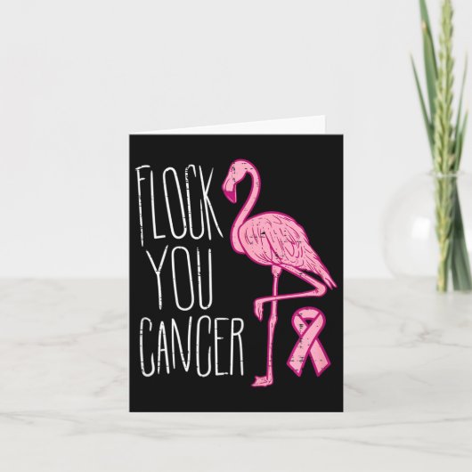 Flock You Breast Cancer Flamingo Pink Ribbon Aware カード (正面)