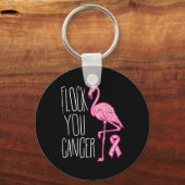 Flock You Breast Cancer Flamingo Pink Ribbon Aware キーホルダー (正面)