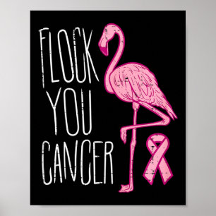 Flock You Breast Cancer Flamingo Pink Ribbon Aware ポスター