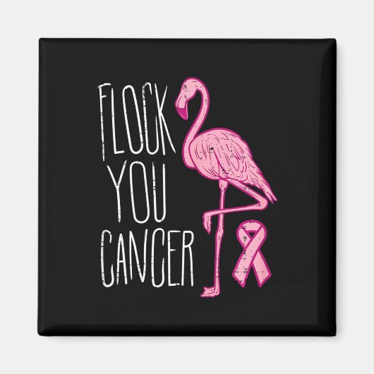 Flock You Breast Cancer Flamingo Pink Ribbon Aware マグネット (正面)