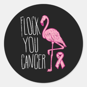 Flock You Breast Cancer Flamingo Pink Ribbon Aware ラウンドシール