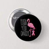 Flock You Breast Cancer Flamingo Pink Ribbon Aware 缶バッジ (正面&裏面)