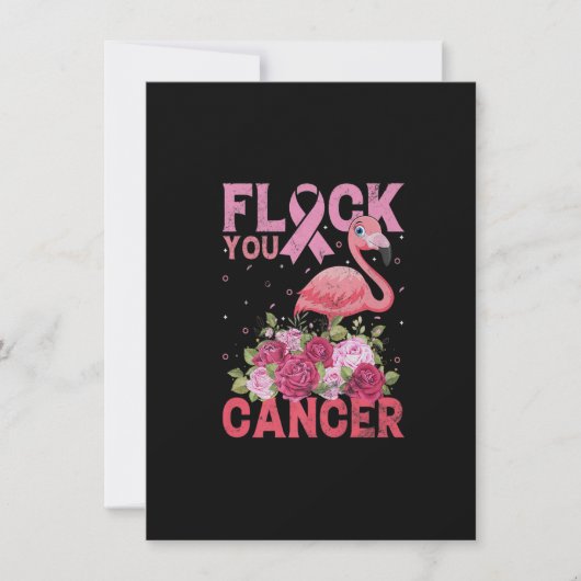 Flock You Cancer Pink Ribbon Flamingo Breast Cance 招待状 (正面)