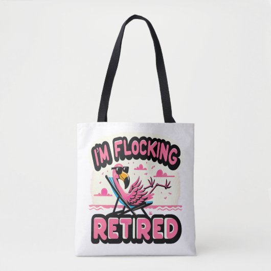 Flocking 退職した Retirement Flamingo トートバッグ (正面)