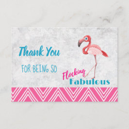 Flocking Fabulous Pun w/ Pink Flamingo Thank サンキューカード