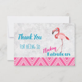 Flocking Fabulous Pun w/ Pink Flamingo Thank サンキューカード