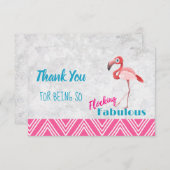 Flocking Fabulous Pun w/ Pink Flamingo Thank サンキューカード (正面/裏面)