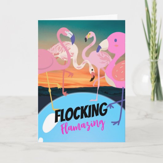 Flocking Flamazing Thank おもしろい You Flamingos カード (正面)