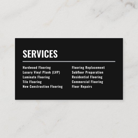 Flooring Installation Luxury Hardwood Specialist 名刺 (裏面)