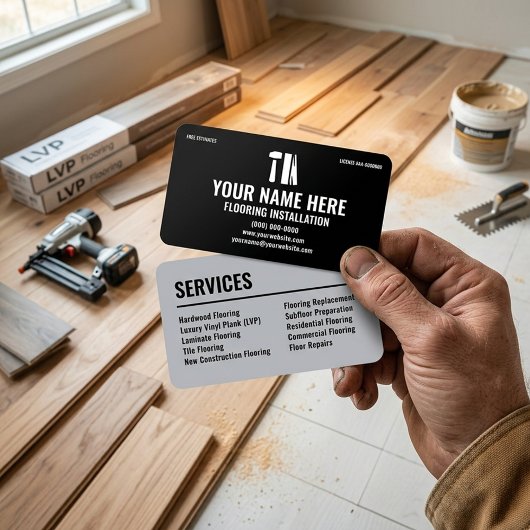 Flooring Installation Modern Black and Silver 名刺