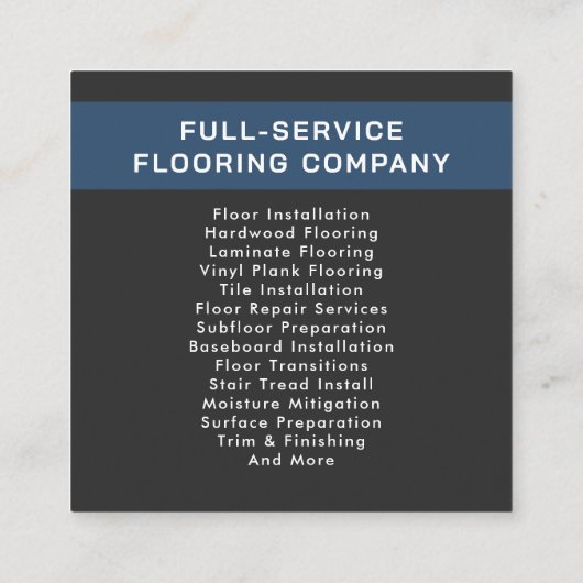 Flooring Installation - Professional Contractor スクエア名刺 (裏面)