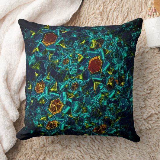 Flor virtual em azul gradiente, estillhasada クッション (ブランケット)