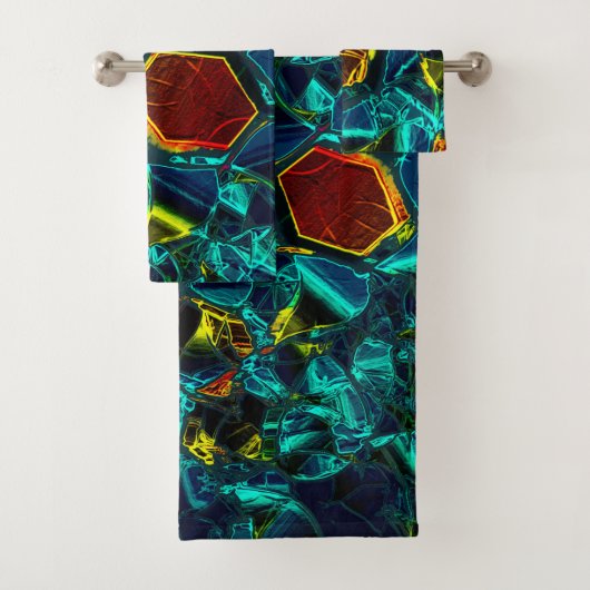 Flor virtual em azul gradiente, estillhasada バスタオルセット (インサイチュ)