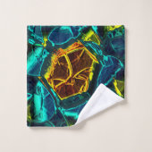 Flor virtual em azul gradiente, estillhasada バスタオルセット (ウォッシュタオル)