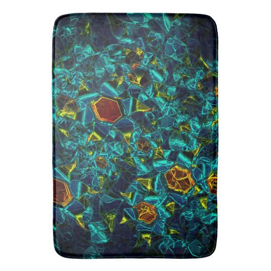 Flor virtual em azul gradiente, estillhasada バスマット (正面縦)