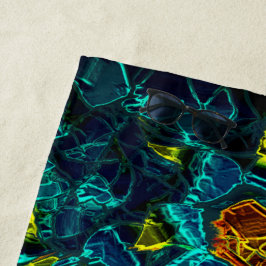 Flor virtual em azul gradiente, estillhasada ビーチタオル