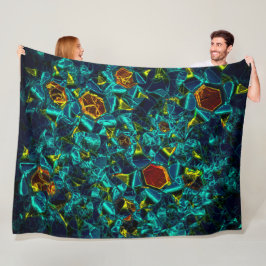 Flor virtual em azul gradiente, estillhasada フリースブランケット