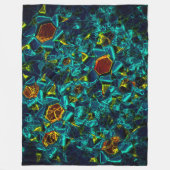 Flor virtual em azul gradiente, estillhasada フリースブランケット (正面)