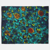 Flor virtual em azul gradiente, estillhasada フリースブランケット (正面(横))