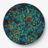 Flor virtual em azul gradiente, estillhasada ペーパープレート (正面)