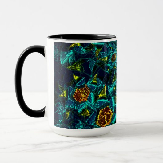 Flor virtual em azul gradiente, estillhasada マグカップ (左)