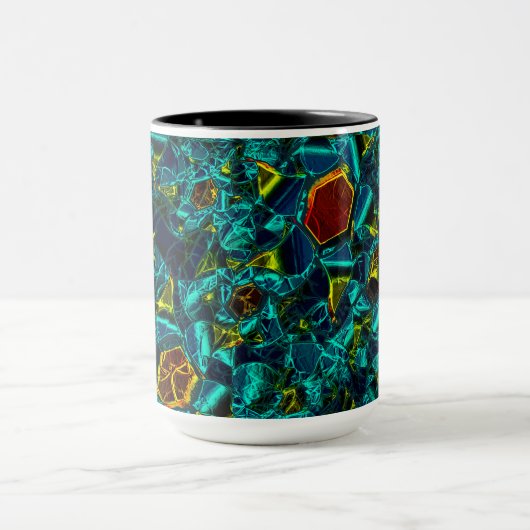 Flor virtual em azul gradiente, estillhasada マグカップ (中央)