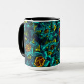 Flor virtual em azul gradiente, estillhasada マグカップ (正面左)