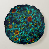 Flor virtual em azul gradiente, estillhasada ラウンドクッション (正面)