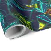 Flor virtual em azul gradiente, estillhasada ラッピングペーパー (ロールコーナー)