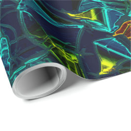 Flor virtual em azul gradiente, estillhasada ラッピングペーパー