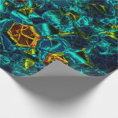 Flor virtual em azul gradiente, estillhasada ラッピングペーパー (角)