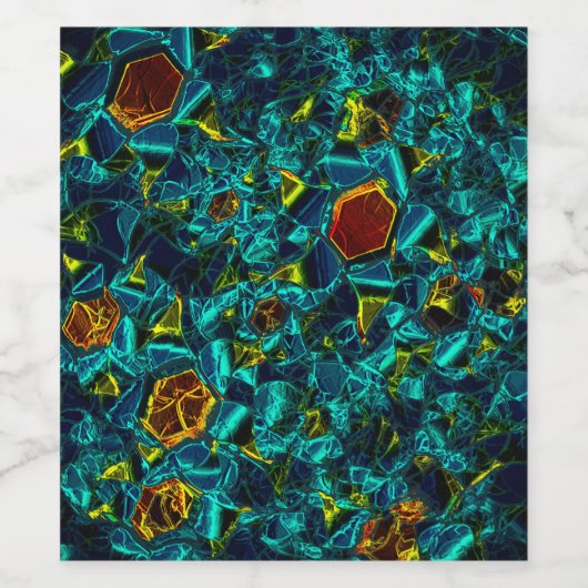 Flor virtual em azul gradiente, estillhasada ワインラベル (シングルラベル)