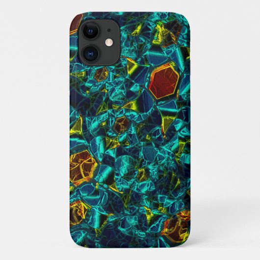 Flor virtual em azul gradiente, estillhasada Case-Mate iPhoneケース (裏面)