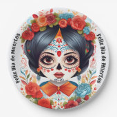 🌹 Flor y Calavera: Dia de Muertos 🌹 ペーパープレート (正面)