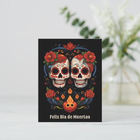 🌹 Flor y Calavera: Dia de Muertos 🌹 ポストカード (スタンド正面)