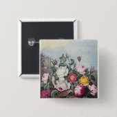 「Floraの寺院からのバラ、 缶バッジ (正面&裏面)