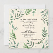 Flora エレガントand Faulonesフレームクリームズ結婚ーズ 招待状 (正面)