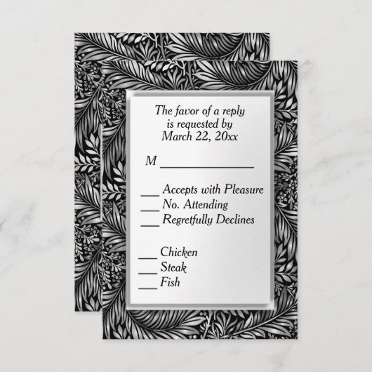 Flora and Faulones白黒メニュー選択 出欠カード (正面/裏面)