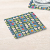 FLORA BLUSH - モダン フラワーペーパーコースター スクエアペーパーコースター (アングル)