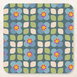 FLORA BLUSH - モダン フラワーペーパーコースター スクエアペーパーコースター