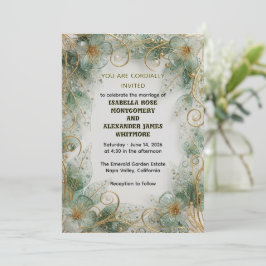 Flora Botanical Elegant Garden Wedding Invitation 招待状