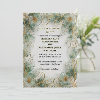 Flora Botanical Elegant Garden Wedding Invitation 招待状