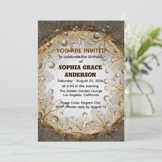 Flora Garden Elegant Birthday Invitation Template 招待状 (スタンド正面)