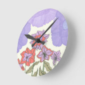 Flora Obscura – 繊細な花柄のクロック ラウンド壁時計 (傾斜)