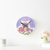 Flora Obscura – 繊細な花柄のクロック ラウンド壁時計 (ホーム)