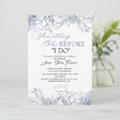Flora Something Blue Before I DO Bridal Shower 招待状 (スタンド正面)