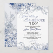 Flora Something Blue Before I DO Bridal Shower 招待状 (正面/裏面)
